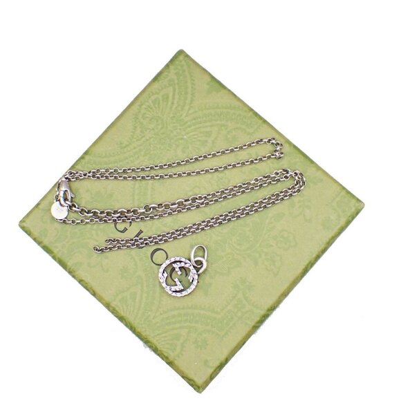 GUCCI Logo Interlocking G Chain Necklace AG925 Silver Italy 01YH654 - Picture 1 of 12